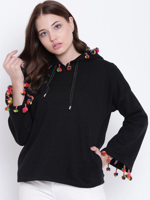 

Texco Women Black Hooded Sweatshirt