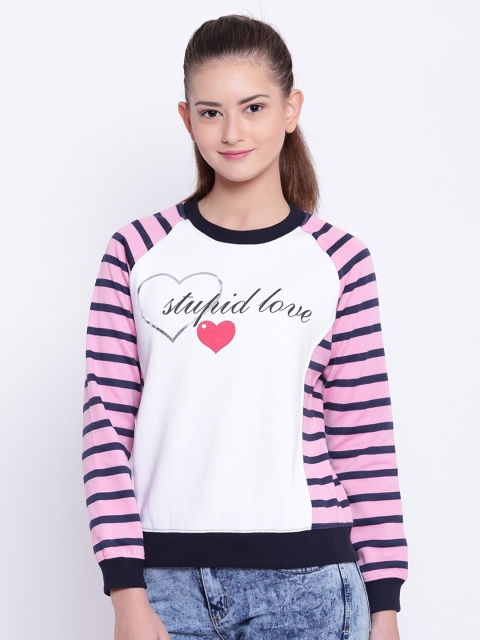

Texco Women Pink Striped Sweatshirt