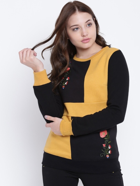 

Texco Women Black Colourblocked Sweatshirt