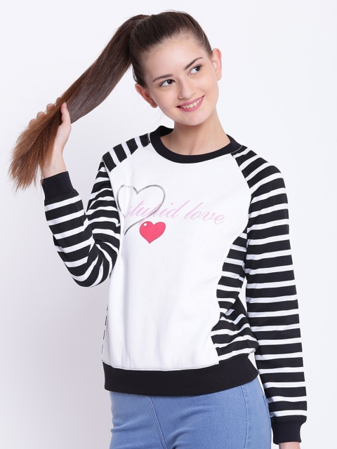 

Texco Women Black Striped Sweatshirt