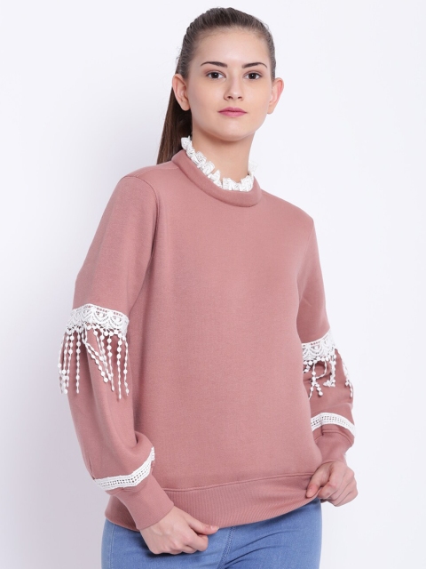 

Texco Women Pink Solid Round Neck Sweatshirt