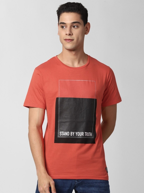 

Peter England Casuals Men Orange Printed Slim Fit T-shirt