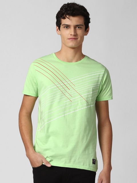 

Peter England Casuals Men Green Typography Printed Raw Edge Slim Fit T-shirt