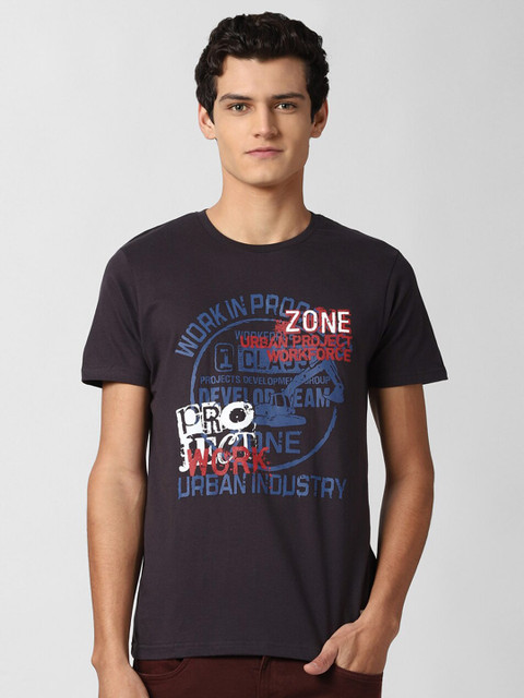

Peter England Casuals Men Black Typography Printed T-shirt
