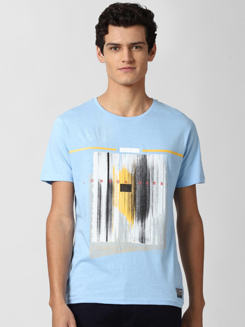 

Peter England Casuals Men Blue & White Printed Slim Fit Round Neck T-shirt