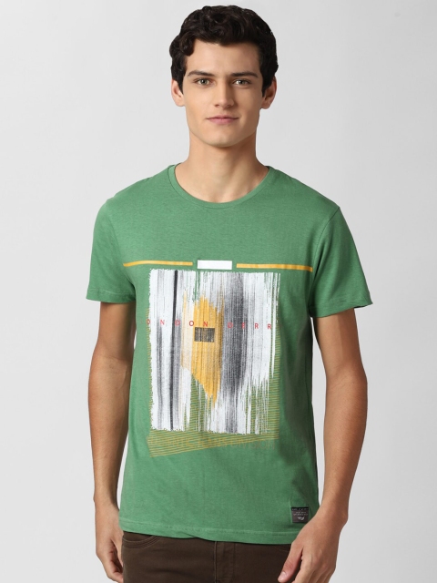 

Peter England Casuals Men Green Printed Slim Fit T-shirt