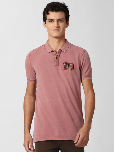 

Peter England Casuals Men Pink Polo Collar Slim Fit Pure Cotton T-shirt