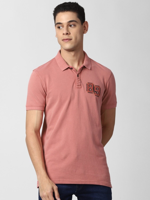 

Peter England Casuals Men Pink Polo Collar Slim Fit T-shirt