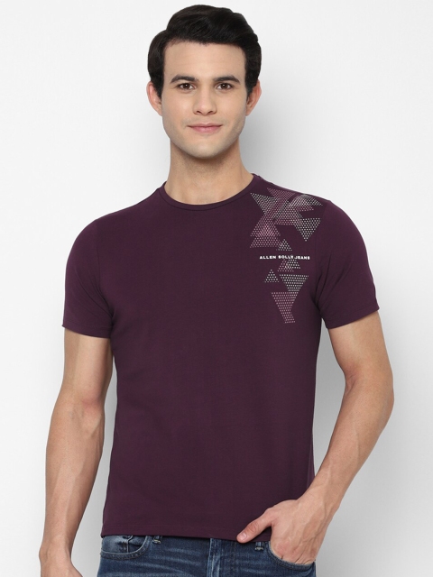 

Allen Solly Sport Men Purple Pure Cotton T-shirt