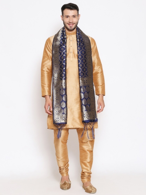 

Dupatta Bazaar Men Blue & Gold-Toned Ethnic Motifs Woven Design Dupatta