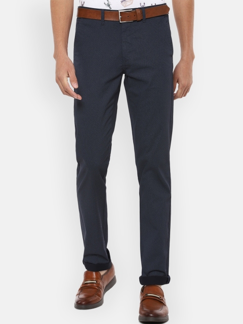 

Van Heusen Sport Men Navy Blue Textured Slim Fit Trousers