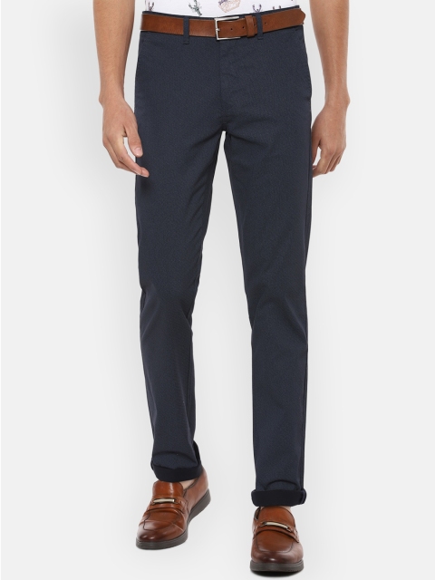 

Van Heusen Sport Men Navy Blue Textured Slim Fit Trousers