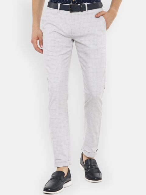 

Louis Philippe Sport Men Grey Checked Slim Fit Chinos Trousers