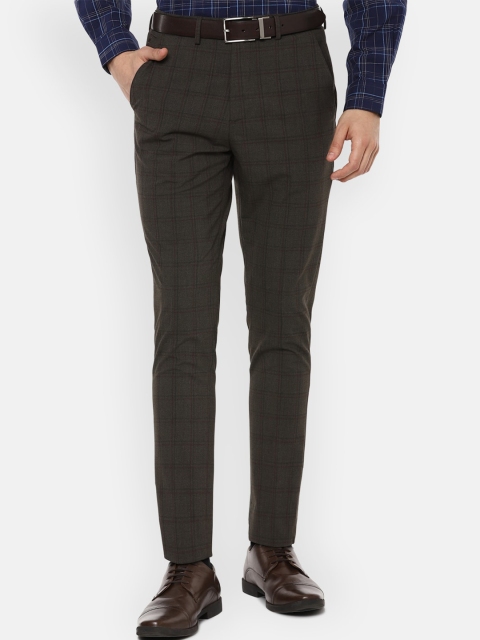 

Louis Philippe Men Grey Checked Formal Trousers