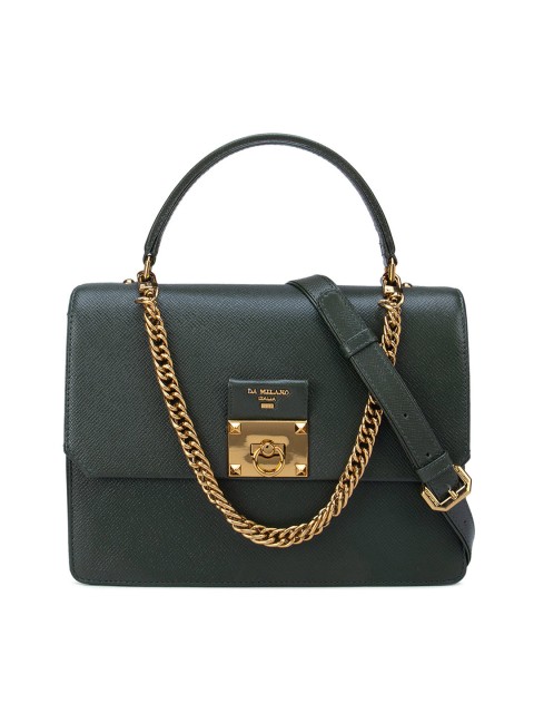 

Da Milano Green Leather Structured Satchel Bag