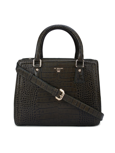 

Da Milano Green Textured Leather Structured Handheld Bag