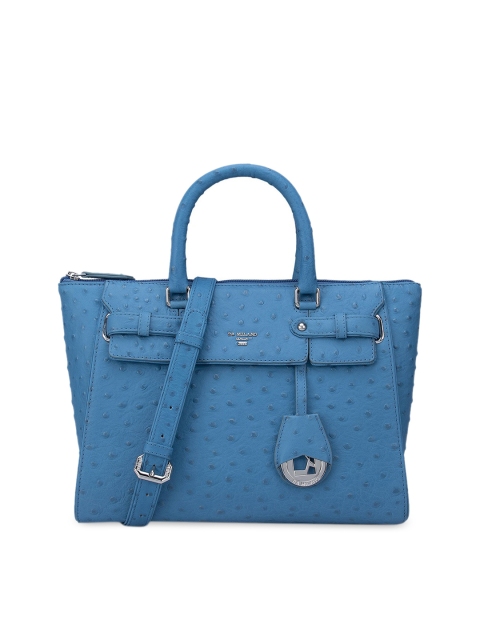 

Da Milano Blue Leather Structured Handheld Bag