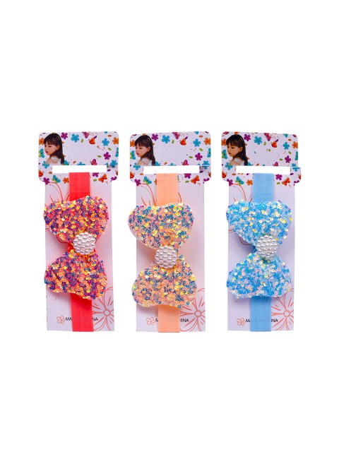 

Spiky Girls Set of 3 Bow Embellished Hairbands, Blue