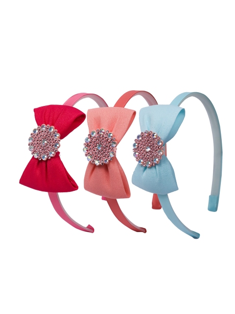 

Spiky Kids Girls Set of 3 Red & Pink Bow Embellished Hairband