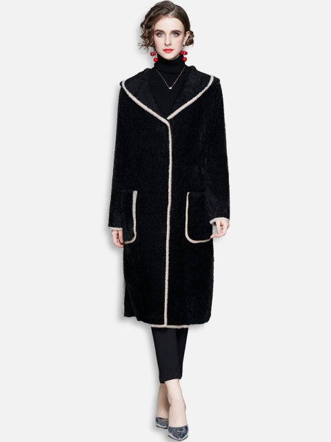 

JC Collection Women Black xiketic Longline Tailored Jacket