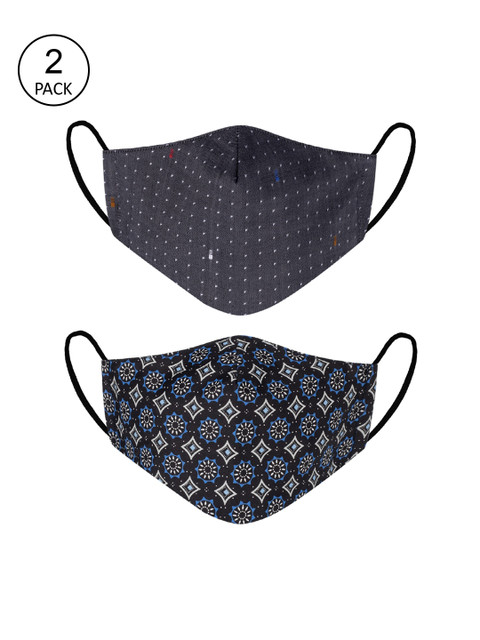 

VEA Adults Pack of 2 Printed 3-Ply 5 Layered Reusable Cotton Protective Outdoor Face Masks, Charcoal