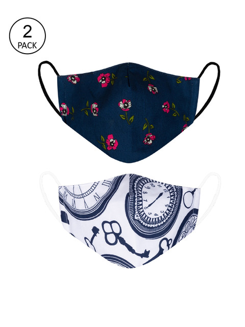 

VEA Unisex Blue & White Cotton 5 Layered Filtration Face Mask (Pack of 2)