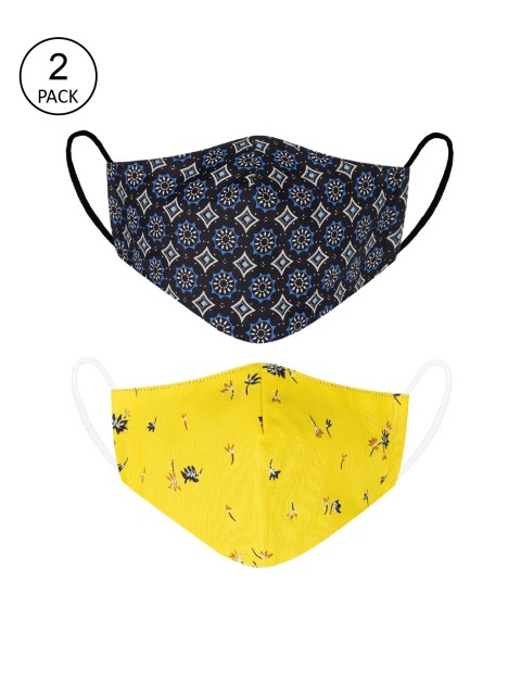 

VEA Unisex Multicolor & Yellow Cotton 5 Layered Filtration Face Mask (Pack of 2), Multi