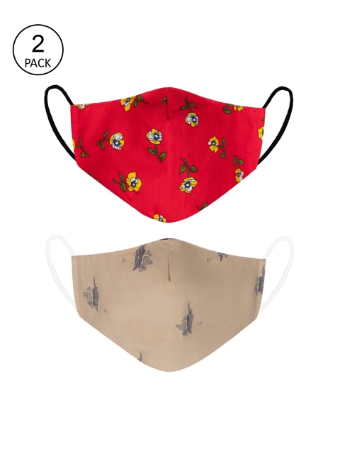 

VEA Unisex Red & Khaki Cotton 5 Layered Filtration Face Mask (Pack of 2)