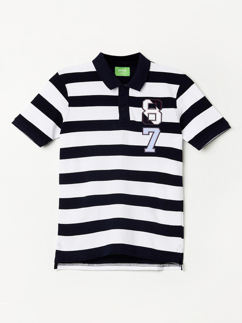 

Bossini Boys Navy Blue Striped Polo Collar T-shirt