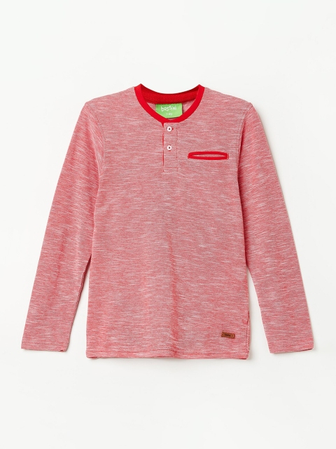 

Bossini Boys Red Henley Neck Cotton T-shirt