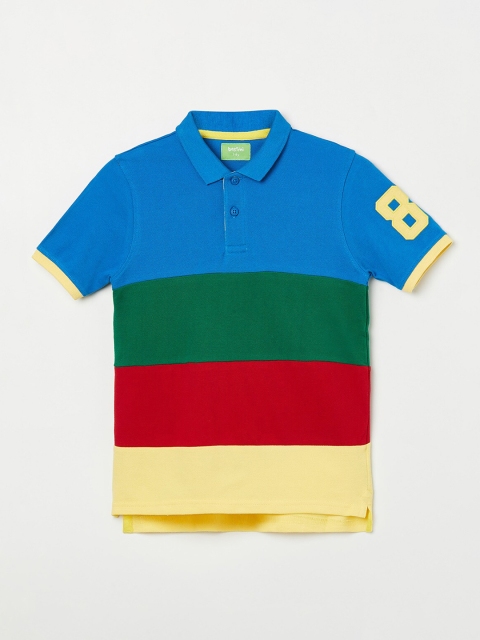 

Bossini Boys Multicoloured Striped Polo Collar Applique T-shirt, Multi