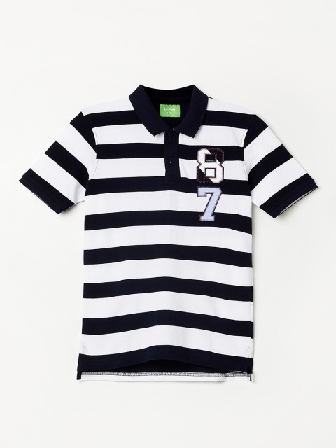 

Bossini Boys Navy Blue Striped Polo Collar T-shirt