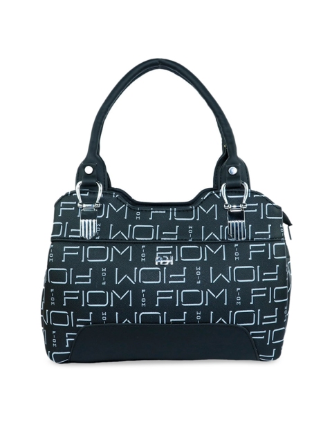 

LELYS Black Leather Structured Hobo Bag with Tasselled