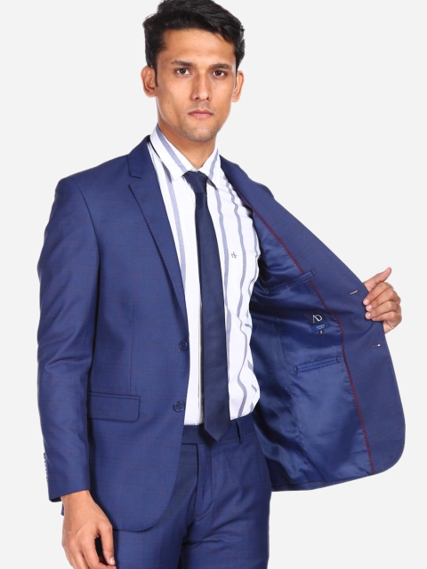

AD By Arvind Men Blue Solid Single-Breasted Formal Suit