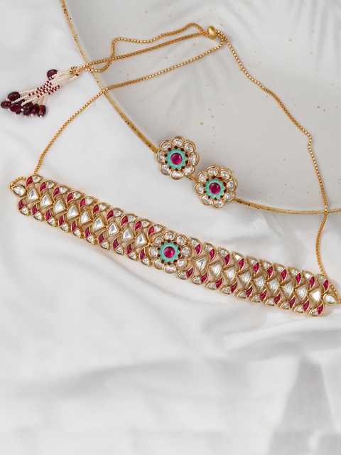 

Queen Be Gold-Toned & Red Brass Choker Necklace