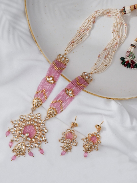

Queen Be Pink & White Brass Necklace