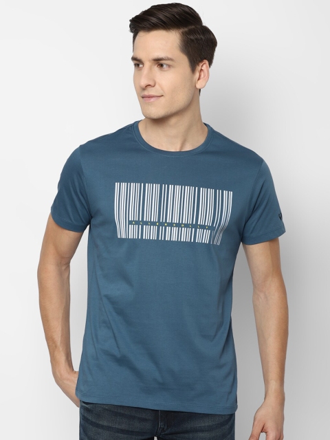 

Allen Solly Men Blue & White Printed Pure Cotton T-shirt