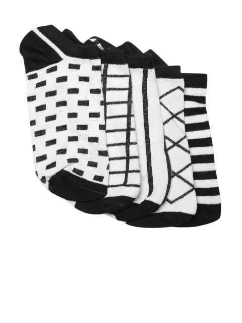 

Rodzen Men Pack of 5 White & Black Ankle-Length Socks