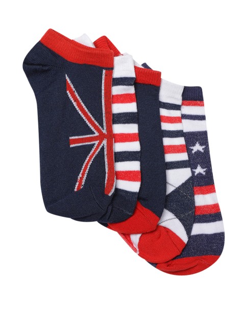 

Rodzen Men Pack of 5 Ankle-Length Socks, Navy blue