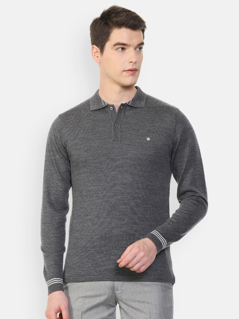 

Louis Philippe Men Grey Polo Collar T-shirt