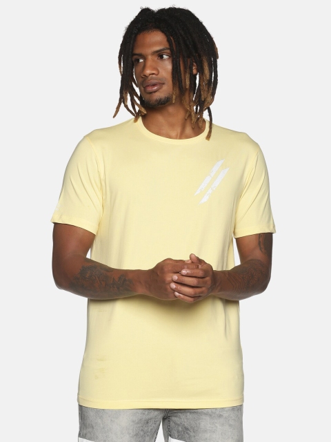 

ATTIITUDE Men Yellow Printed Cotton T-shirt