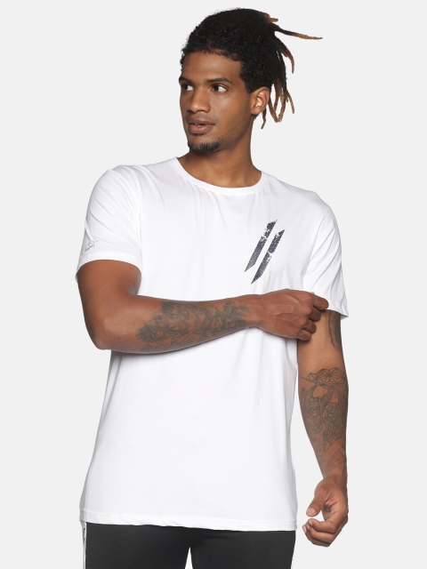 

ATTIITUDE Men White Printed Raw Edge T-shirt