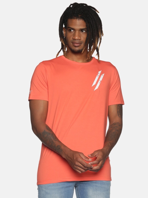 

ATTIITUDE Men Rust Orange Pure Cotton T-shirt