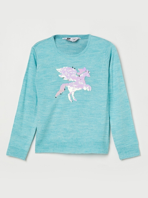 

Fame Forever by Lifestyle Girls Blue & Purple Animal Pullover with Embellished Detail