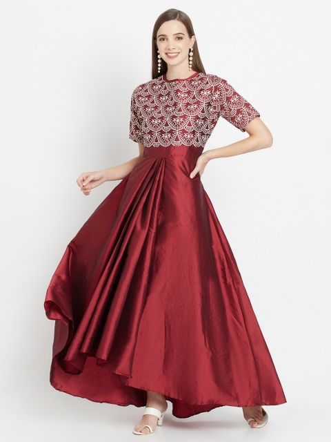 

Purple State Maroon Floral Maxi Dress