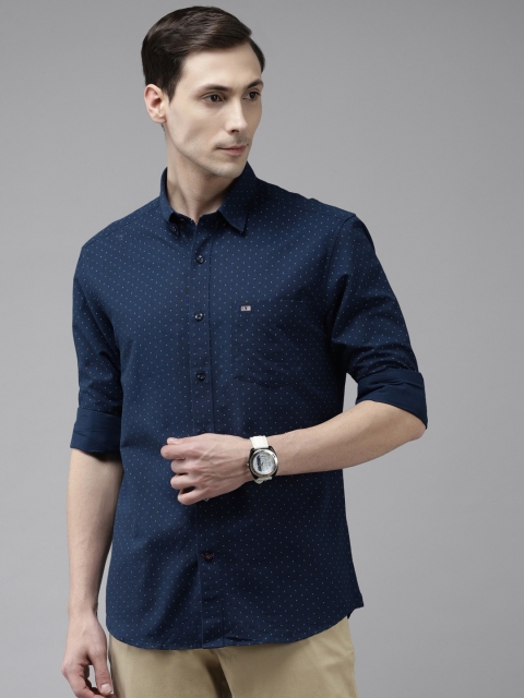 

Arrow Men Navy Blue Pure Cotton Slim Fit Printed Formal Shirt