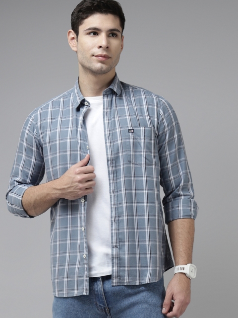 

Arrow Men Grey & White Slim Fit Checked Cotton Casual Shirt