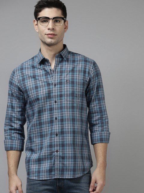 

Arrow Men Blue & White Cotton Manhattan Slim Fit Tartan Checks Casual Shirt