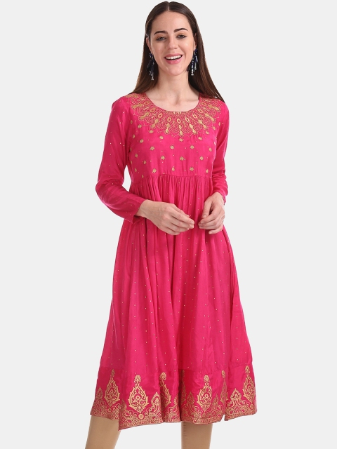 

Anahi Women Pink Embroidered Anarkali Kurta