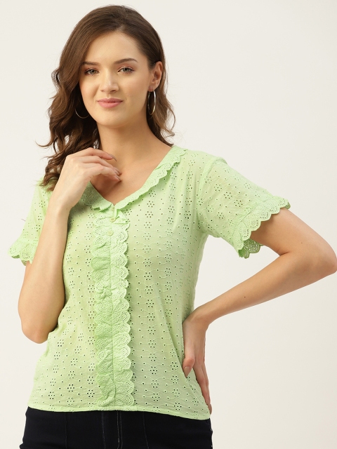 

Marc Loire Lime Green Pure Cotton Schiffli Top